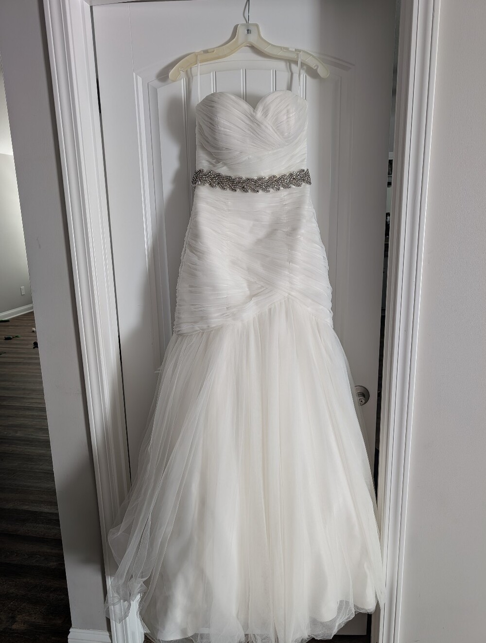 Strapless White Bridal Gown with Beaded Waist